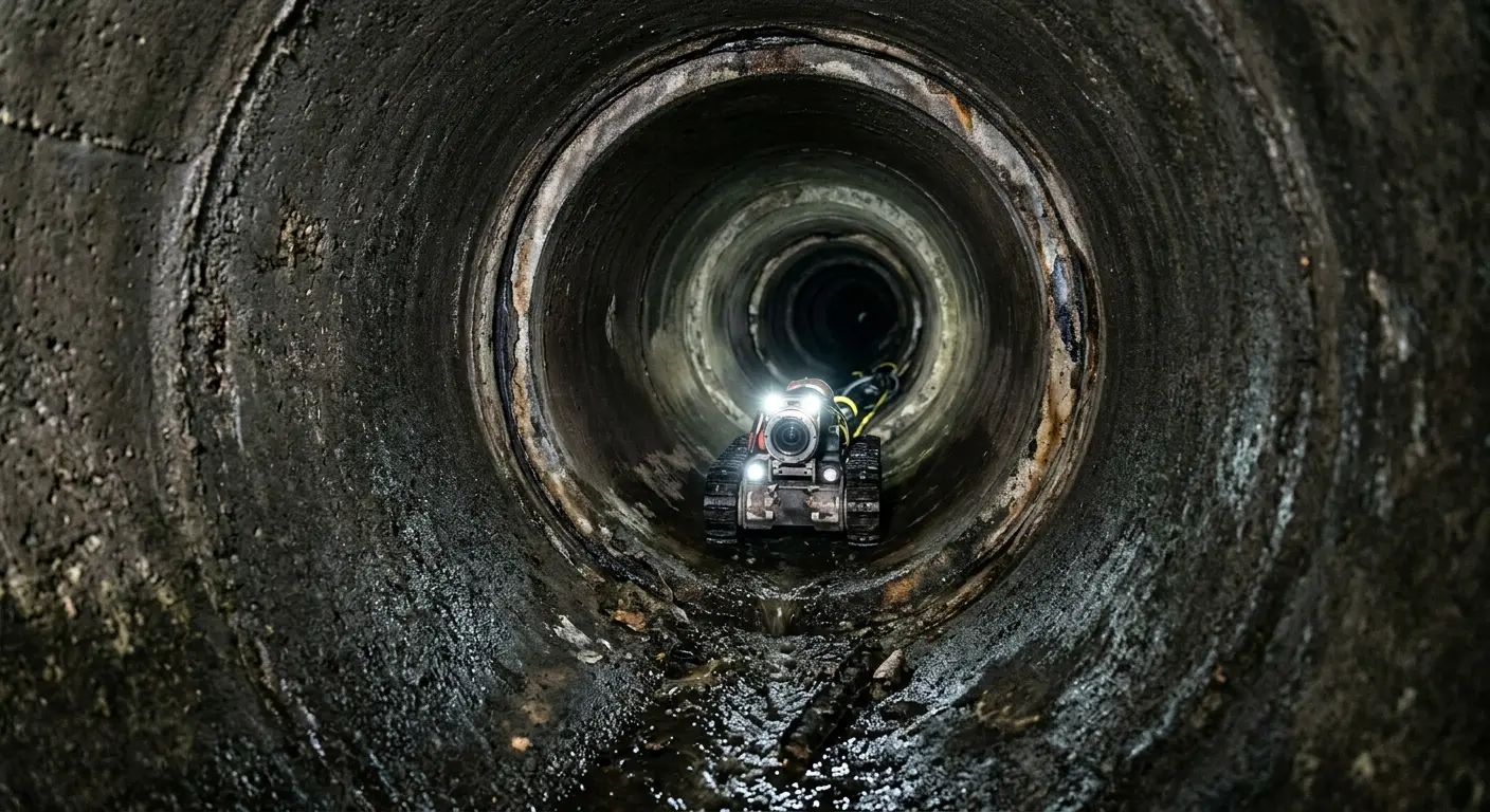 Robotic sewer camera inspecting pipe interior for Sewer Line Repair in Bushkill